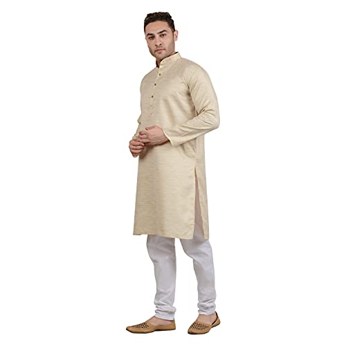 Image of LUCKWIN Handloom Blend Kurta Pyjama Set for Men, Full-Sleeve, Mandarin Collared Neck, Ideal for Every Occasion, Cotton Made, Lightweight and Comfortable