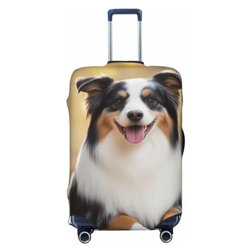 Travel Suitcase Cover, Stretchy Zipper Closure Luggage Suitcase Protector, Anti-Scratch Luggage Case Bag - Fits 19-32 inch Luggages (Animal Australian Shepherd)