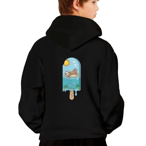 Vintage Funny Sloth In Melting Popsicle Beach Vacation Hoodies for Teen Girls Boys Lightweight Kangaroo Pocket Sweatshirt2