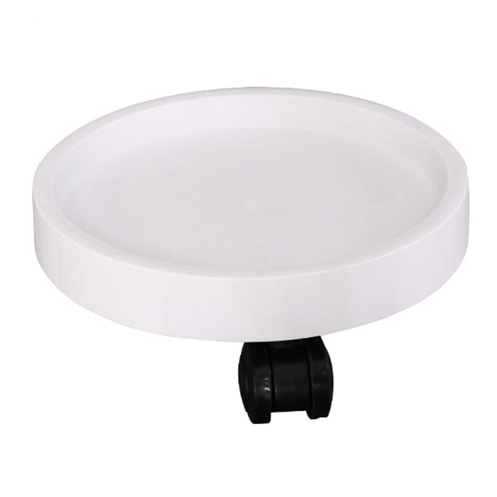 Yczhd White Round Plant Caddy With Wheels,Resin Rolling Flower Pot Saucer Dolly(Size:28cm,Color:white)
