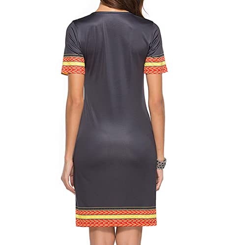 Image of African Dresses for Women Casual Vintage Attire Bohemian Dashiki Traditional Ethnic Midi Dress