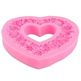 Garneck Kreative Silikon Kuchenform Herzkranz Große Flexible Fondant Backform Rosa Valentinstags Backzubehör für Selbstgemacht Torten