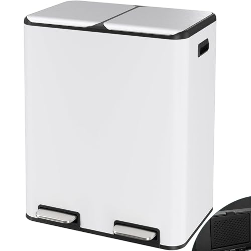 Arlopu 16 Gal Dual Trash Can w/ Odor Control
