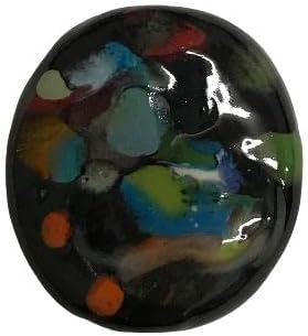 Vista 4 de Collar de Abaloryo de Efecto Multicolor en Negro de Piedra Cerámica Joyería Única