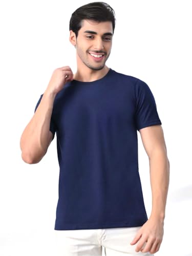 Image of Men's Plain Cotton Crew Neck T-Shirt Regular Fit Short Sleeve Tee