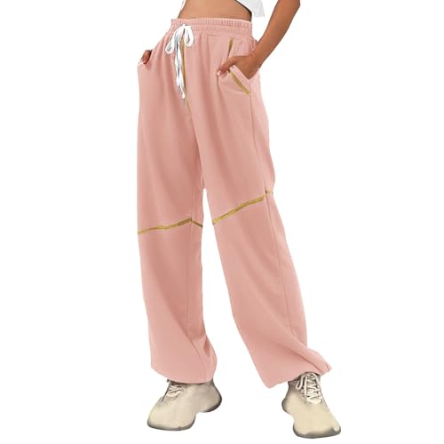 Pantalon de jogging pour femme rose taille XL avec cordon de serrage et poches pratiques