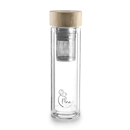 Lacor - 62534 - Termo Flora Bottle, Flacone con filtro infusore, realizzato in vetro borosilicato, ideale per infusi e tè, senza BPA, 350 ml