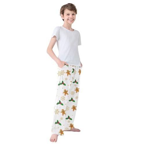 Boys' Pants Christmas Xmas Gingerbread Mistletoe Long Bottoms Jogger Pants Elastic Waist Trousers with Pockets S-XL4