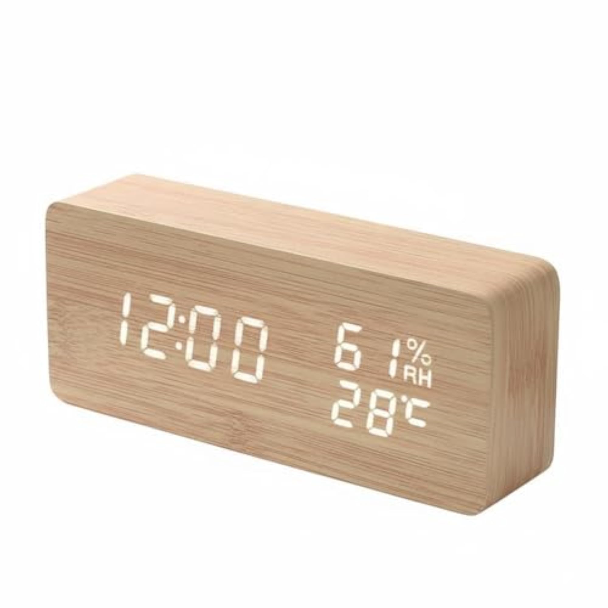 Adjustable Brightness Wooden Digital Alarm Clock for Students