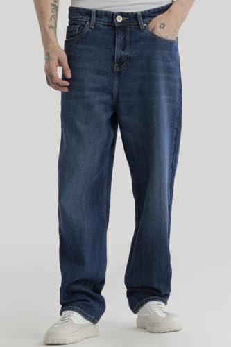 Image of SNITCH Lars Dark Blue Plain Loose Fit Jeans