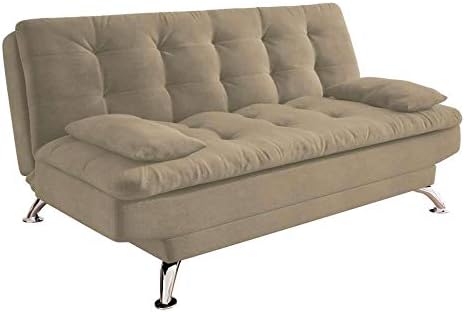 Sofá-Cama 3 Lugares Casal Premium Suede Velvet Bege