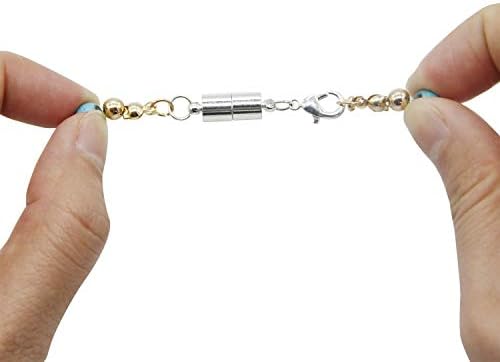Magnetic Jewelry Clasp, 10Pcs Magnetic Lobster Clasp, Magnetic Clasps Converter for Necklace Bracelet Anklet Chains (Silver)