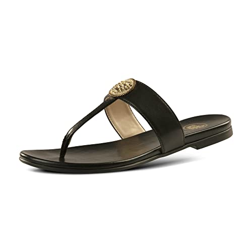 Image of JATAREA Slip-On Flat Toe Post T-Strap Sandals for Women