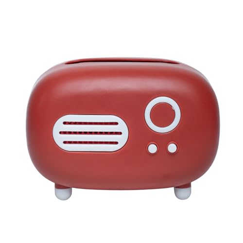 Image of Market99 Red Vintage Napkin Holder | Retro Radio Design Tissue Box for Table, Kitchen, Office & Bathroom | Decorative Paper Towel Organizer & Desktop Storage for Living Room, Cafe & Everyday Home Use