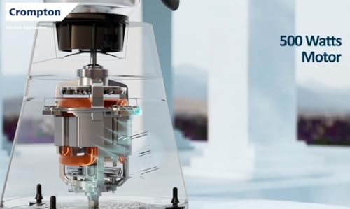 Image of Crompton Nigella Pro 500W Mixer Grinder | 4 Jars (1.2L, 500ml, 400ml, 350ml) | 30 Min Continuous Grinding | Motor Vent-X Technology | Anti-Skid Base | Black | Life Active Series