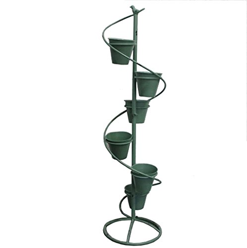JUN-Estantería de flores Giratorio Escalera Multi-Layer Flower Stand/Planta Metal Iron Standing Shelf para Planta Flower Pot Support Firmly Garden Storage Shelf (Color : Green)