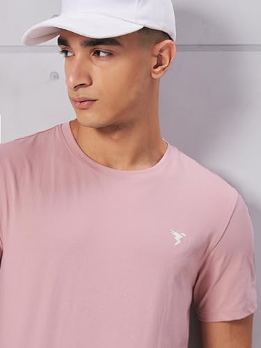 Image of TECHNOSPORT Men's Slim Fit Solid Crew Neck T-Shirt, Cotflex Quick Dry Wrinkle Resistant Polyester Sports Tee for Gym, Running, Training, Sports