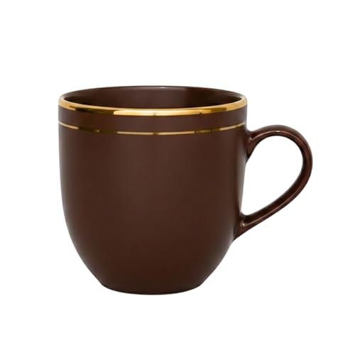 Image of Vistas Dark Brown Gold Line Ceramic Tea Cups Set of 12, 200ml | Porcelain Tea Cups Set of 12 | Glossy Finish | Premium Ceramic | Perfect for Every Occasion