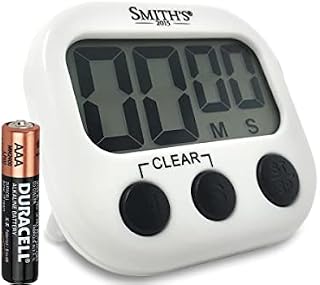 Smiths® Digital Kitchen Timer - White | Large Countdown Clock | Battery Included | Loud Alarm | Big Digits | Magnetic, Kickstand & Hanging Hole | Very Easy To Use | 1 Year Guarantee