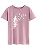 Dresswel Women Peace Dove Feather Graphic Print T-Shirt Crew Neck Short Sleeve Tee Shirts Summer Tops(1-Brick Red,M) #2