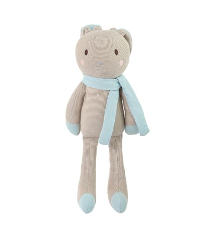 Image of Pluchi Berry Bunny Knitted Cotton Soft Toy, Kids Snuggle Companion, Harmful Substances Free (Pale Whisper & Baby Blue)