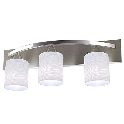 Modern 3 Light Vanity Fixture Chrome, Wall Mounted Vanity Lamp Bath Vanity Lighting, Bathroom Lights Over Mirror with White Glass Shade Wall Sconce Pendant Lamp of CRYSTOP