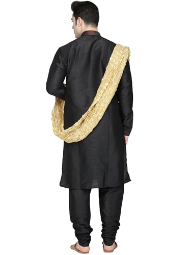 SKAVIJ Men's Art Silk Kurta Pajama and Scarf Festivals Season Ethnic Party Dress Suit2