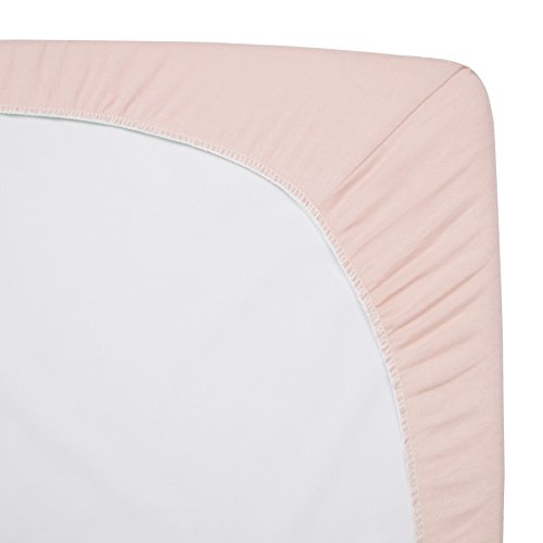 Image of American Baby Company 100% Natural Cotton Fitted Mini Crib Sheet 38 inch x 24 inch - Soft & Breathable Small Nesting Portable Crib Sheet, Fits Pack N Play Mattresses, Blush, for Boys & Girls
