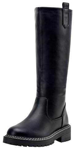 Vepose Women’s 9658 Knee High Boots Low Heel, Platform Tall Boots with Side Zipper for Ladies - Main Image