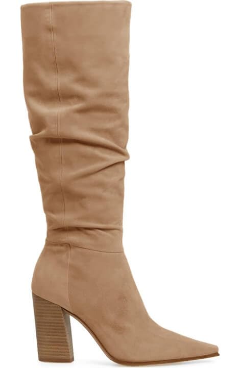 PiePieBuy Womens Faux Suede Knee High Boots Pointed Toe High Chunky Heel Side Zipper Party Dress Booties4