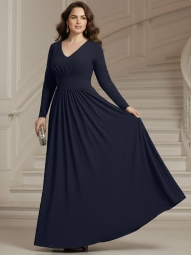 Image of KOH KOH Womens Long Sleeve Flowy Empire Waist Fall Pleated Maxi Dress