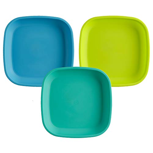 Re-Play Toddler Plates - 22 Oz. Deep-Walled Flat Kids Plates - Dishwasher & Microwave Safe - Made in USA - Set of 3-7.37