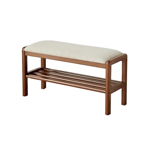 Banco de Entrada rústico, Banco de Madera para Guardar Zapatos, Banco de Almacenamiento al pie de la Cama, Zapatero tapizado en Tela para Dormitorio, Sala de Estar, recibidor y Pasillo (Colo