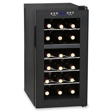 Adega de Vinhos Digital, 18 Garrafas, 2 Zonas de Temperatura, Display LED, Preta
