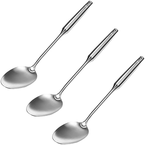 YBM Home Cuchara de cocina de acero inoxidable, con revestimiento de plata maciza, 14.0in, 3 unidades