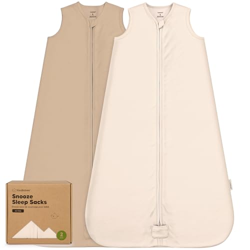 Image of 2-Pack Baby Sleep Sacks, Zipper Wearable Blanket - 100% Organic Cotton 0.5TOG, Soft Lightweight Toddler Sleeping Sack 12-24 months, Easy to Wear Newborn Swaddles Sleepsack (Ecru, L)