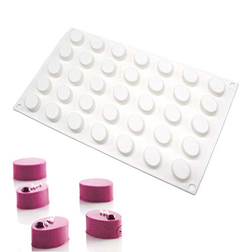 XiaoShenLu Molde Silicona, moldes Silicona 3D para postres pudín, 35 cavidades Forma de Elipses Cover