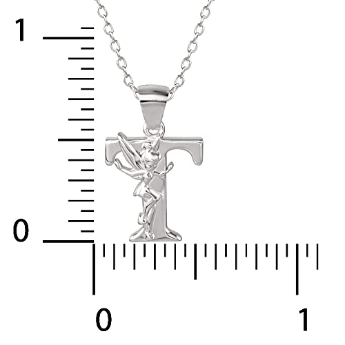 Disney Tinkerbell Initial Silver Pendant Necklace4