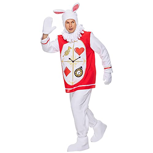 EraSpooky Alice au pays des merveilles White Rabbit Sleepwalker Costume pour adultes pour Halloween, Carnaval, Vêtements de fête à thème
