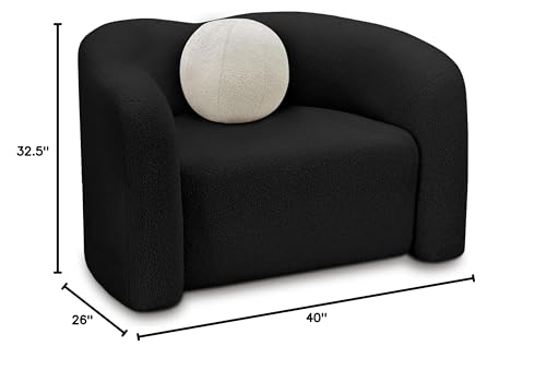 Sillón Curvo De Tela Peluche Negro miniatura 3