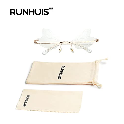 Image of Dragonfly Rimless Sunglasses Wing Shaped Butterfly Fairy Shades Glasses Fashion Party Sunglasses for Women Men