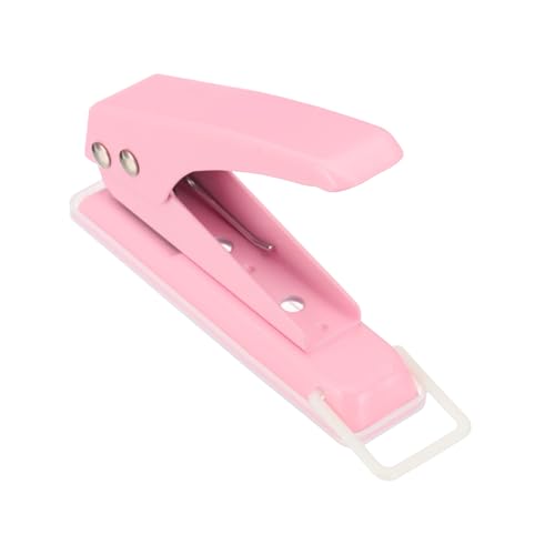 PATIKIL 1/4 Single Hole Punch, Handheld Heavy Duty Hole Puncher 20 Sheet Punch Capacity Press Metal Paper Puncher for Tag DIY Craft Scrapbook Ticket, Pink