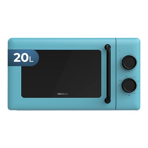 Cecotec Microondas Mecánico con Grill de 20L Proclean 3110 Blue. 700W en 6 Niveles y Grilll de 800W, Modo Descongelación, Señal Fin de Cocción, Lámpara Interior, Temporizador 30mins, Diseño en Azul