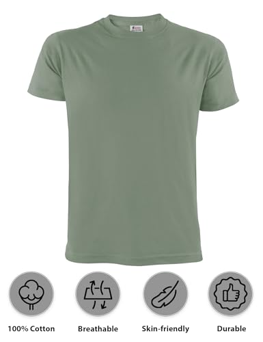 ALPIDEX Men's T-Shirts Pack of 5 Round Neck 100% Cotton Men Shirt Plain Short Sleeve Tshirt Casual S M L XL XXL 3XL 4XL 5XL, Size:L, Colour:Storm - Image 2