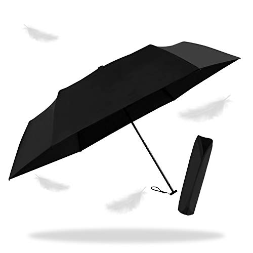 折りたたみ傘 日傘 軽量 UVカット率99.9% 全世界で一番軽い92gアルミニウムマグネシウム合金炭素繊維で作成され 晴雨兼用 強風に耐えられ 超撥水 完全遮光 (ブラック, M)