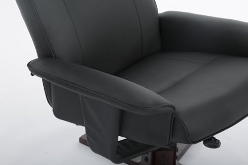 Hoclauho Relaxsessel mit Hocker und Holzbeinen verstellbar 360 Grad drehbar ergonomischer Fernsehsessel bis 136 kg belastbar Schwarz Wohnzimmer – Bild 6