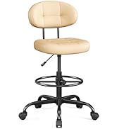 Misolant Cadeira de desenho sem braços, cadeira de escritório alta com anel de apoio para os pés para mesa em pé, Sma...