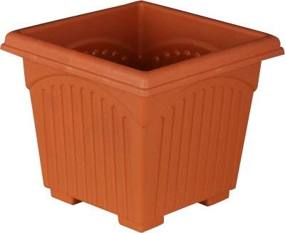 Bharat Sales Corp. Mini Plastic Pots for Home Office Hotel Restaurant D?cor|12 Inch Plastic Square Planter Pack of 2 - Brown