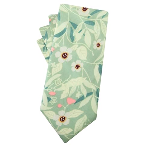 Image of Mantieqingway Men's Cotton Floral Neck Tie 2.56'' Printed Skinny Tie