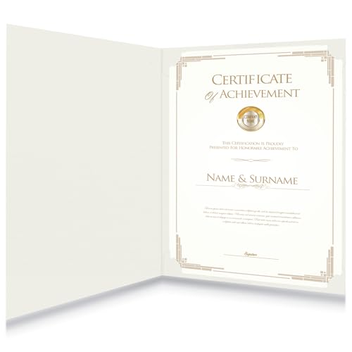 Pochettes blanches pour certificats format lettre avec bordure feuille d'or - 7